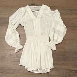 Ramy Brook White Long Sleeve Boho Tunic Dress